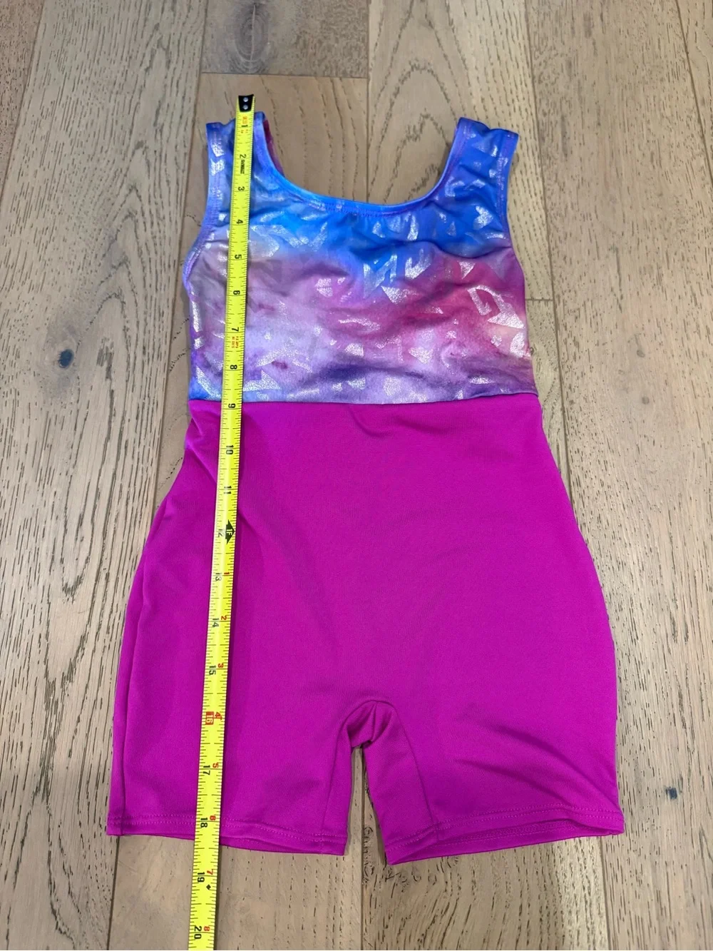 Cat & Jack Girls Gymnastics Biketard Leotard XS 4/5 Pink Blue Metallic